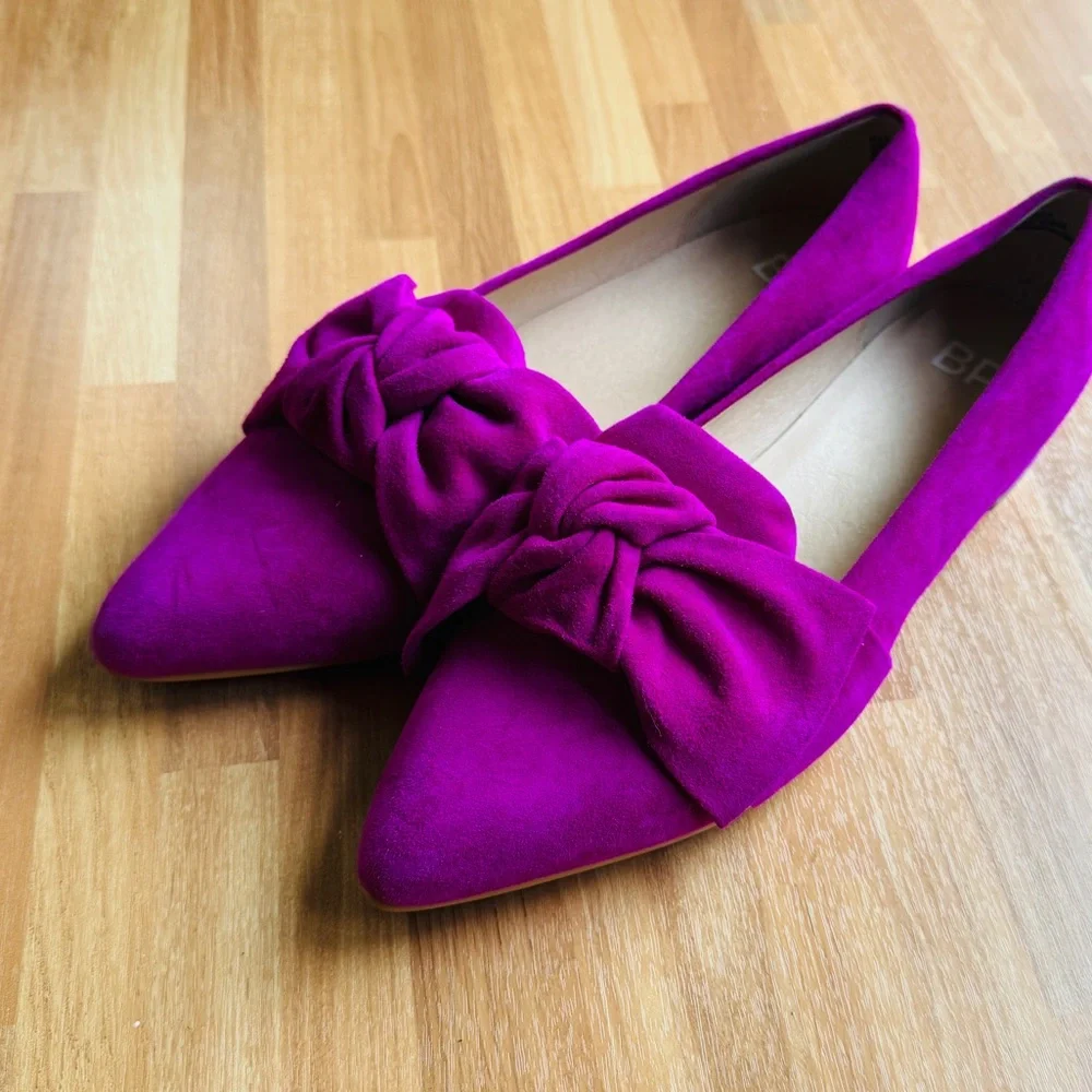 Bp suede fuchsia flats with bow size 6.5 - Picture 8 of 9